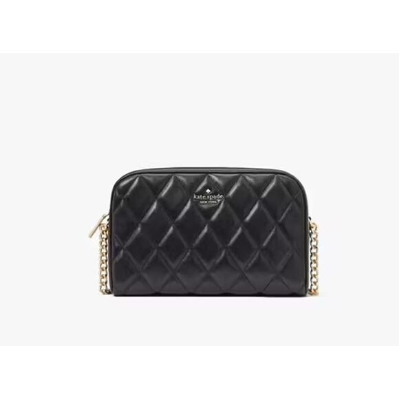 Kate Spade KA592 Carey Mini Black Quilted Camera Crossbody Bag IN BLACK